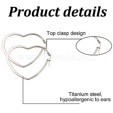 4 Pairs 4 Colors Titanium Steel Heart Hoop Earrings for Women(EJEW-AN0002-87)-3