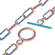 304 Stainless Steel Textured Paperclip Chains Necklace for Women(NJEW-P263-02M)-4