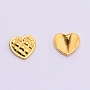 Alloy Cabochons, Nail Art Studs, Nail Art Decoration Accessories for Women, Heart with Grid, Golden, 5x5.5x1mm, 100pcs/bag