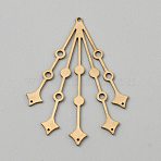 Brass Chandelier Component Links, for DIY Wind Chime, Golden, Star, 54x39x0.5mm, Hole: 1.5mm and 0.7mm(FIND-WH20033-018G-E)