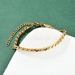 304 Stainless Steel Link Chain Bracelets for Women, PVD Vacuum Plating, Real 22K Gold Plated, 7-1/4 inch(18.3cm)(BJEW-Z143-05G)