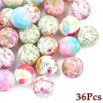 36Pcs 6 Styles Round Food Grade Eco-Friendly Silicone Focal Beads, Mixed Color, 15x15mm, Hole: 2~3mm, 6pcs/style(SIL-YW0002-33A)