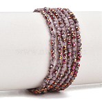 Electroplate Glass Beads Stradns, Round, Half Plated, Faceted , Thistle, 2mm, Hole: 0.9mm, about 181pcs/strand, 14.29''(36.3cm)(EGLA-H114-01C)