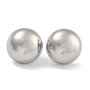 304 Stainless Steel Half Round Stud Earrings for Women, Stainless Steel Color, 16mm(EJEW-U022-03P)