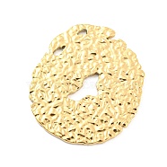304 Stainless Steel Cabochon, Textured, Flat Round, Real 18K Gold Plated, 36x32x1.5mm(STAS-I202-31G)