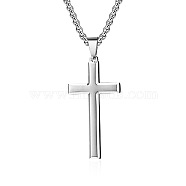 Stainless Steel Cross Pendant Unisex Necklaces, Box Chain Necklaces for Men Women, 23.43 inch(59.5cm)(TQ5525-2)