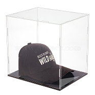 Rectangle Transparent Acrylic Collections Display Case, for Action Figures, Hat Storage Holder, Black, 26.4x21.3x25.8cm(ODIS-WH0099-16)