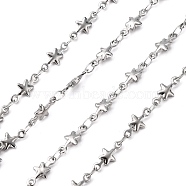 3.28 Feet 304 Stainless Steel Link Chains, Soldered, Decorative Star Chain, Stainless Steel Color, 5mm(X-CHS-K001-40)