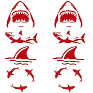 8Pcs 4 Styles PET Self-Adhesive Stickers, for Car Decorative Presents, Shark, Red, 84~102x43~93x0.2mm, 2pcs/style(STIC-GF0001-31A)