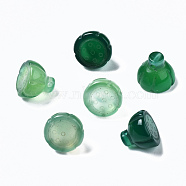 Natural Chalcedony Charms, Dyed, Lotus, Green, 8~10x10mm, Hole: 1mm(G-N336-004-A02)