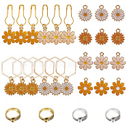 DIY Knitting Tool Kits, including Daisy Alloy Enamel Pendant Stitch Markers, Pendants & Alloy Yarn Guide Finger Holder, Mixed Color(HJEW-GO00002)