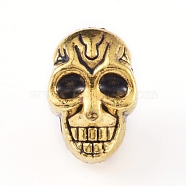 Alloy European Beads, Large Hole Beads, Skull, Antique Golden, 12x8x9mm, Hole: 4.5mm(PALLOY-WH0065-40AG)