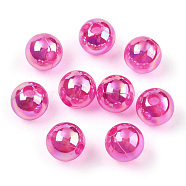 Transparent Acrylic Beads, AB Colors Plated, Round, Camellia, 8mm, Hole: 2mm, about 2100pcs/500g(MACR-T046-01D-07)
