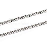 304 Stainless Steel Box Chains, Unwelded, Stainless Steel Color, 1.4mm(CHS-L001-92-1.4mm)