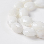 Electroplate Glass Beads Strands, Pearl Luster Plated, Faceted Oval, WhiteSmoke, 11.5~12x8.5~9x6~6.5mm, Hole: 1.2mm, about 25pcs/strand, 11.8 inch(30cm)(EGLA-J107A-E29)
