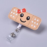 Cloth Retractable Badge Reel, Card Holders, with Alligator Clip, Rectangle with Smiling Face Pattern, BurlyWood, 92mm, Rectangle: 38.4x76.5x24mm(AJEW-WH0109-28)