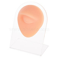Soft Silicone Eye Flexible Model Body Part Displays with Acrylic Stands, Jewelry Display Teaching Tools for Piercing Suture Acupuncture Practice, Saddle Brown, Stand: 5.05x8x10.5cm, Silicone Eye: 74x62x31mm(ODIS-WH0002-24)