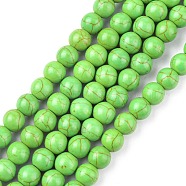 Synthetic Turquoise Beads Strands, Dyed, Round, Lime Green, 8mm, Hole: 1mm, about 50pcs/strand, 15.35 inch(TURQ-G106-8mm-02B)
