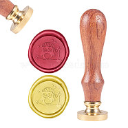 DIY Scrapbook, Brass Wax Seal Stamp and Wood Handle Sets, Owl, Golden, 8.9x2.5cm, Stamps: 25x14.5mm(AJEW-WH0100-213)