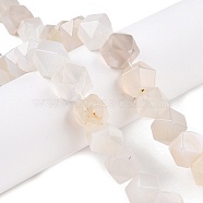 Natural White Agate Beads Strands, Faceted Cube, 10~11x10~11x9.5~11mm, Hole: 0.8mm, about 20pcs/strand, 8.23''(20.9cm)(G-T138-31)