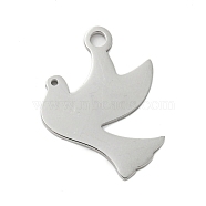 Non-Tarnish 304 Stainless Steel Pendants, Laser Cut, Pigeon Charm, Stainless Steel Color, 18.5x20x1mm, Hole: 2.5mm(STAS-B056-20P-01)