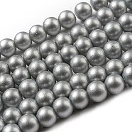 Spray Painted Glass Round Bead Strands, Gray, 8mm, Hole: 1.3~1.6mm, about 100pcs/strand, 31.4 inch(DGLA-Q015-8mm-17)