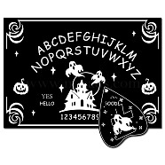 Printed Wood Pendulum Dowsing Divination Board Set, Rectangle Talking Board, with Planchette Accessories, Halloween Theme, Ghost, 11.2~30x9~21x0.5cm, 2pcs/set(DJEW-WH0324-064)