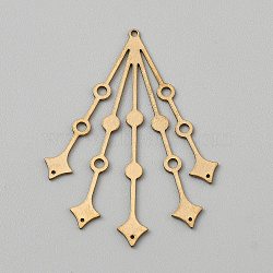 Brass Chandelier Component Links, for DIY Wind Chime, Golden, Star, 54x39x0.5mm, Hole: 1.5mm and 0.7mm(FIND-WH20033-018G-E)
