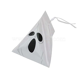 Halloween Cartoon Cardboard Candy Boxes, with Silk Ribbon, Triangle Snake Gift Box, for Halloween Party Supplies, WhiteSmoke, 9.4x8.4x8cm(CON-G017-01G)
