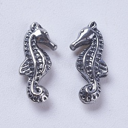 Alloy Cabochons, Fit Floating Locket Charms, Sea Horse, Antique Silver, 13x5x2.5mm(PALLOY-WH0004-03AS)
