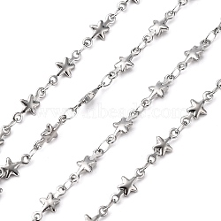 3.28 Feet 304 Stainless Steel Link Chains, Soldered, Decorative Star Chain, Stainless Steel Color, 5mm(X-CHS-K001-40)