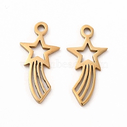 201 Stainless Steel Pendants, Meteor Charms, Golden, 17x8.5x1mm, Hole: 1mm(STAS-E188-04G)