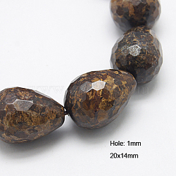 Natural Bronzite Beads Strands, Faceted, teardrop, 20x14mm, Hole: 1mm, about 20pcs/strand, 15.5 inch(G-G222-14x20mm-09)