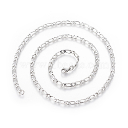 304 Stainless Steel Figaro Chain Necklaces, with Lobster Claw Clasps, Stainless Steel Color, 23.9 inch(60.8cm), 4mm(NJEW-E143-05P)