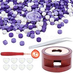 DIY Stamp Making Kits, Including Seal Stamp Wax Stick Melting Pot Holder, Brass Wax Sticks Melting Spoon, Paraffin Candles and 304 Stainless Steel Beading Tweezers, Violet, 0.9cm, 511pcs/set(DIY-CP0003-88D)