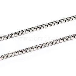 Tarnish Resistant 304 Stainless Steel Box Chains, Unwelded, Stainless Steel Color, 1.4mm(CHS-L001-92-1.4mm)