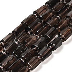Natural Ice Obsidian Beads Strands, with Seed Beads, Faceted Column, 9~11x6~7.5x6~7.5mm, Hole: 1.2mm, about 30pcs/strand, 15.16~15.55 inch(38.5~39.5cm)(G-G068-A09-01)