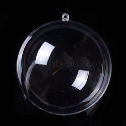 Openable Transparent Plastic Pendants, Fillable Plastic Bauble Christmas Ornament, Round, Clear, 12.9x11.9cm, Hole: 4mm, Inner Size: 11.7cm(CON-K007-06E)