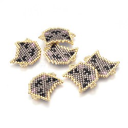 MIYUKI & TOHO Handmade Kitten Japanese Seed Beads Links, Loom Pattern, Cat Head Shape, Coffee, 20~21x25~26x1.7mm, Hole: 2mm(SEED-A027-R02)