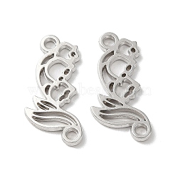 Eco-Friendly Alloy Connector Charms, Hollow Flower Links, Platinum, 19x9.5~10x1mm, Hole: 1.6mm(PALLOY-M215-06P)