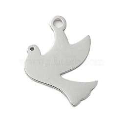 Non-Tarnish 304 Stainless Steel Pendants, Laser Cut, Pigeon Charm, Stainless Steel Color, 18.5x20x1mm, Hole: 2.5mm(STAS-B056-20P-01)