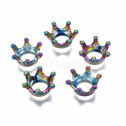 Rainbow Color Alloy Bead Caps, Cadmium Free & Nickel Free & Lead Free, 6-Petal, Crown, 19x17x8mm, Hole: 8.5mm(PALLOY-N163-101-NR)