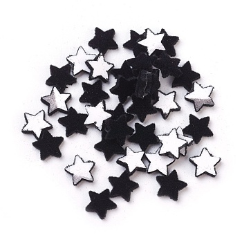 Flocky Acrylic Cabochons, Star, Black, 9x9x2mm