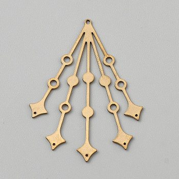 Brass Chandelier Component Links, for DIY Wind Chime, Golden, Star, 54x39x0.5mm, Hole: 1.5mm and 0.7mm
