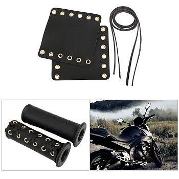 Imitation Leather Motorcycle Handlebars Cover, with Rope, Motorcycle Decoration, Black, 115x110mm