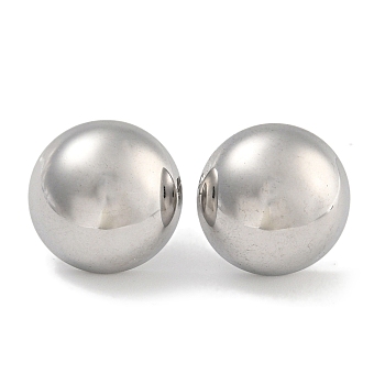 304 Stainless Steel Half Round Stud Earrings for Women, Stainless Steel Color, 16mm