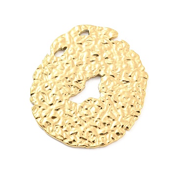 304 Stainless Steel Cabochon, Textured, Flat Round, Real 18K Gold Plated, 36x32x1.5mm