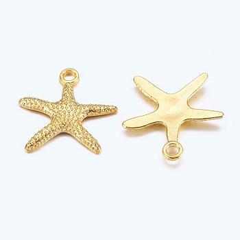Tibetan Style Alloy Pendants, Lead Free and Cadmium Free, Starfish/Sea Stars, Golden, 19.5x19x2mm, Hole: 2mm