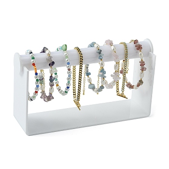 Organic Glass Bracelet Displays, with Acrylic, White, 20.2x6x12cm