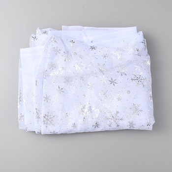 Snowflake Pattern Polyester Mesh Fabric, for Dress Costumes Decoration, Lavender, 150x0.02cm